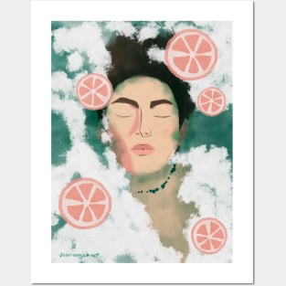 Citrus Bath Dream Gouache Painting Posters and Art